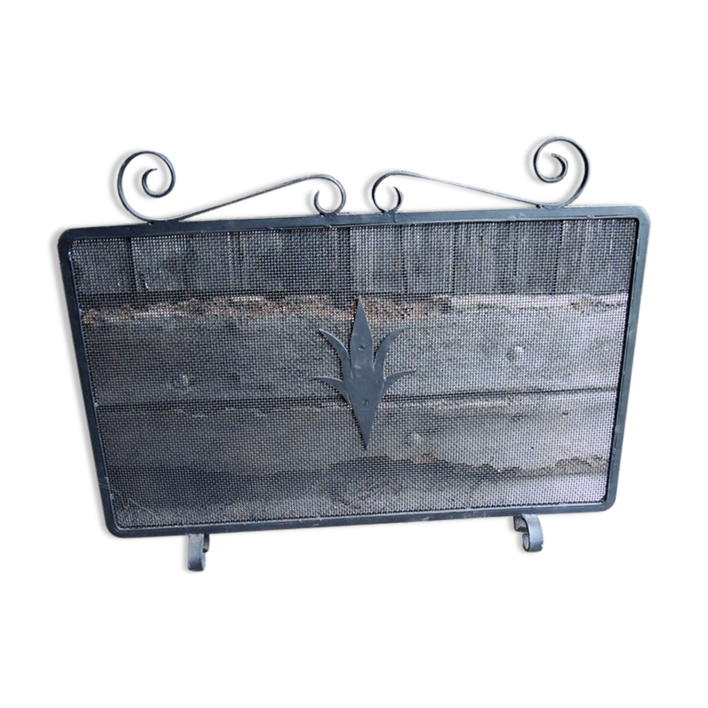 Old wrought iron chimney firewall