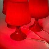 3 Vintage ikea lampan red / burgundy table lamps.