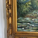 Old oil painting canvas reproduction water lilies japan monet 80x70