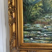 Old oil painting canvas reproduction water lilies japan monet 80x70