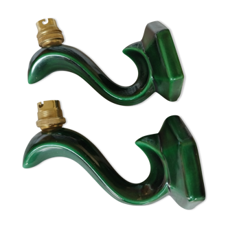 Duo d'appliques en céramique verte