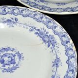Set of 4 old earthenware plates from CREIL & MONTEREAU with purple vine decoration, 19th century.