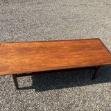 Table en palissandre Topform. Table basse vintage. Sangles en cuir