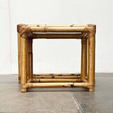 Nest of bamboo and glass tables in mid-century style, 1960s, set of 3.