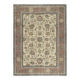 Authentic Vintage Turkish Beige Wool Area Rug with Floral Design. Hand-knotted in Turkey