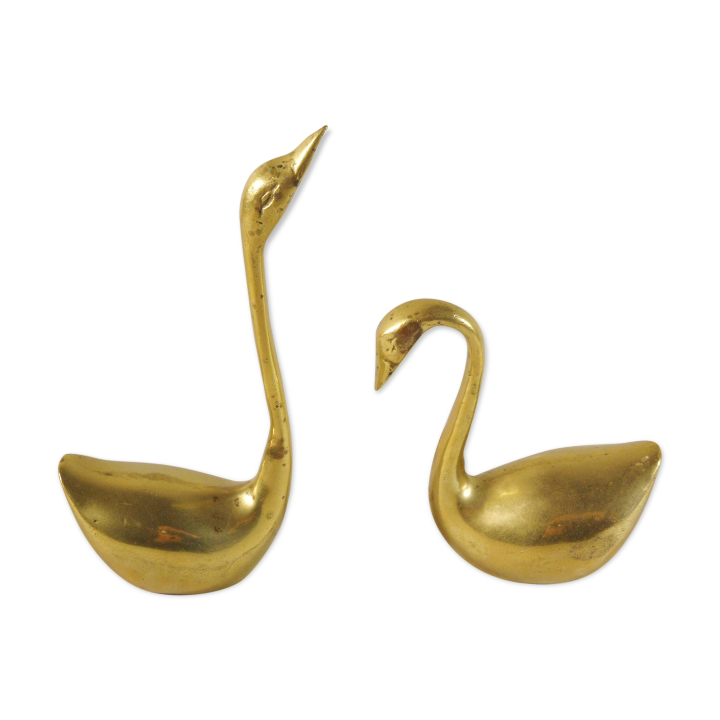 Couple de cygnes en laiton