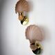 Pair of Art Deco shell wall sconces – amber glass, France 1970s