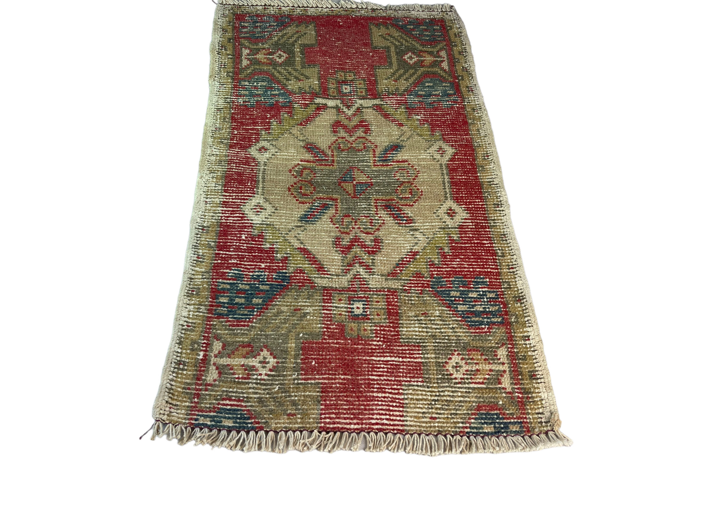 Vintage turkish pastel mini rug 93 x 52 cm