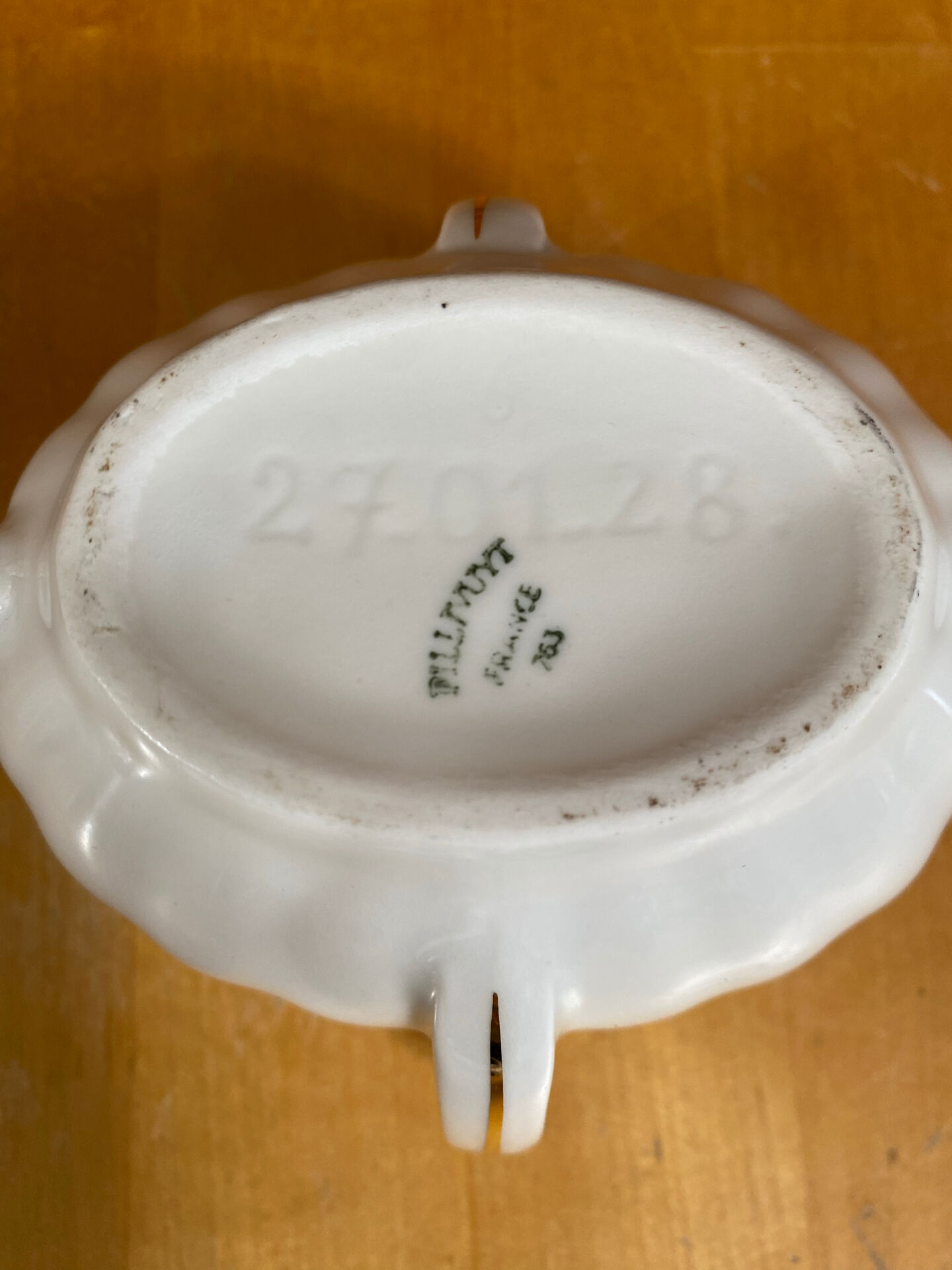 Double sauce boat antique pillivuyt fat lean porcelain white