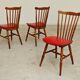 Lot de 3 chaises bois et skaï rougeTacoma par Baumann 1960