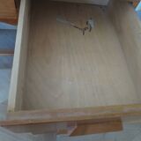 Vintage modernist desk - 5 drawers - shelf - 1950s - closure mechanism