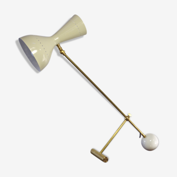 Lampe Italienne diabolo articulé laiton et marbre style 50's