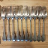 Service in Alfenide 84 of 10 forks, 10 spoons 1 ladle and a large spoon