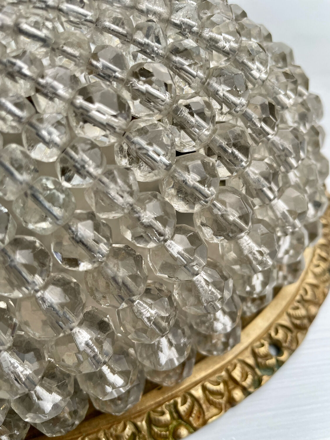 Old ceiling lamp crystal and bronze 1900