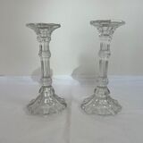 Pair of glass candle holders