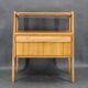1960s mid-century maple nightstand with milky glass shelf, restored, Czechoslovakia