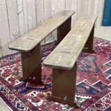 Pair of 1930s benches in elm and chestnut