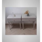 Pair of bedside tables with compass feet