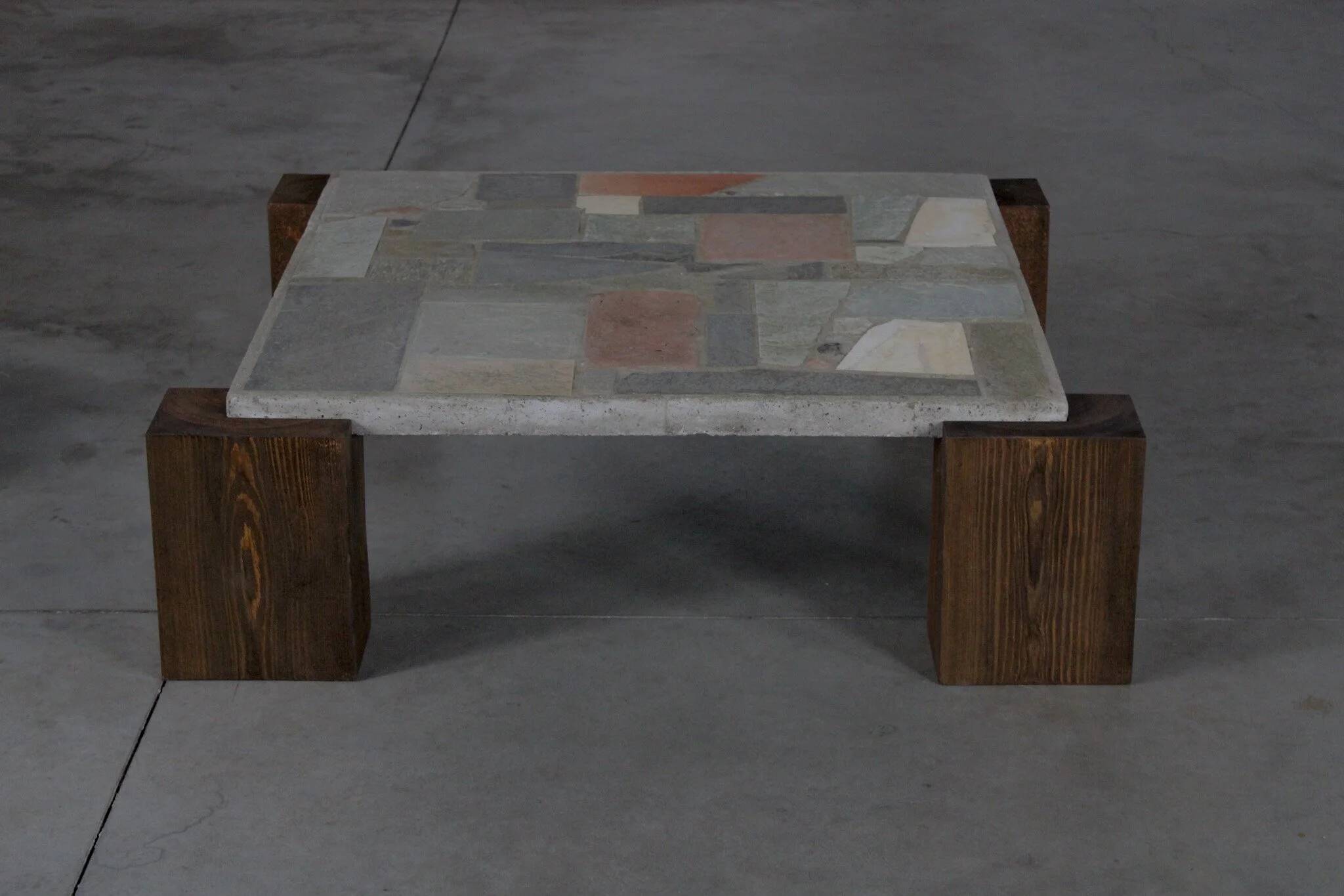 Concrete and stone coffee table - Netherlands 1960s
