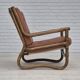 1970s, Scandinavian armchair, original very good condition, bamboo, leather.