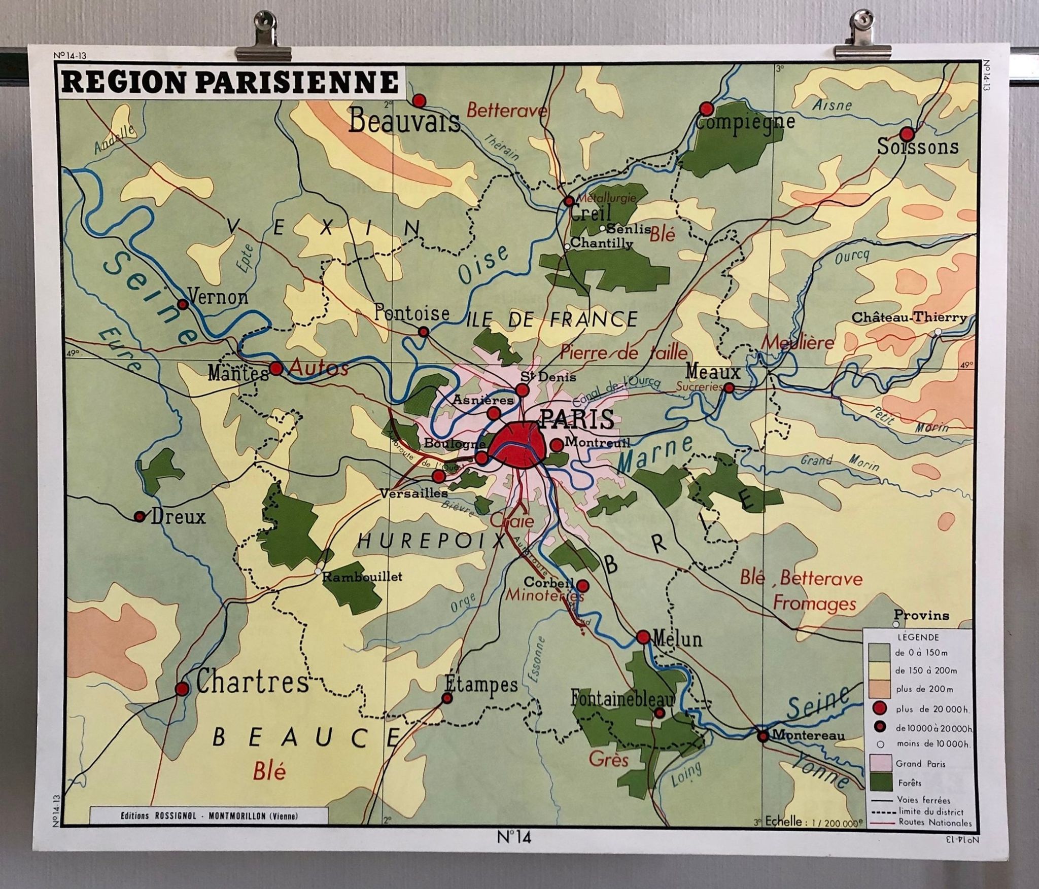 Affiche scolaire : tableau 13/14 : environs de paris/ région parisienne rossignol
