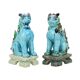 Paire de lions gardiens chinois (chiens Fô) en céramique bleue