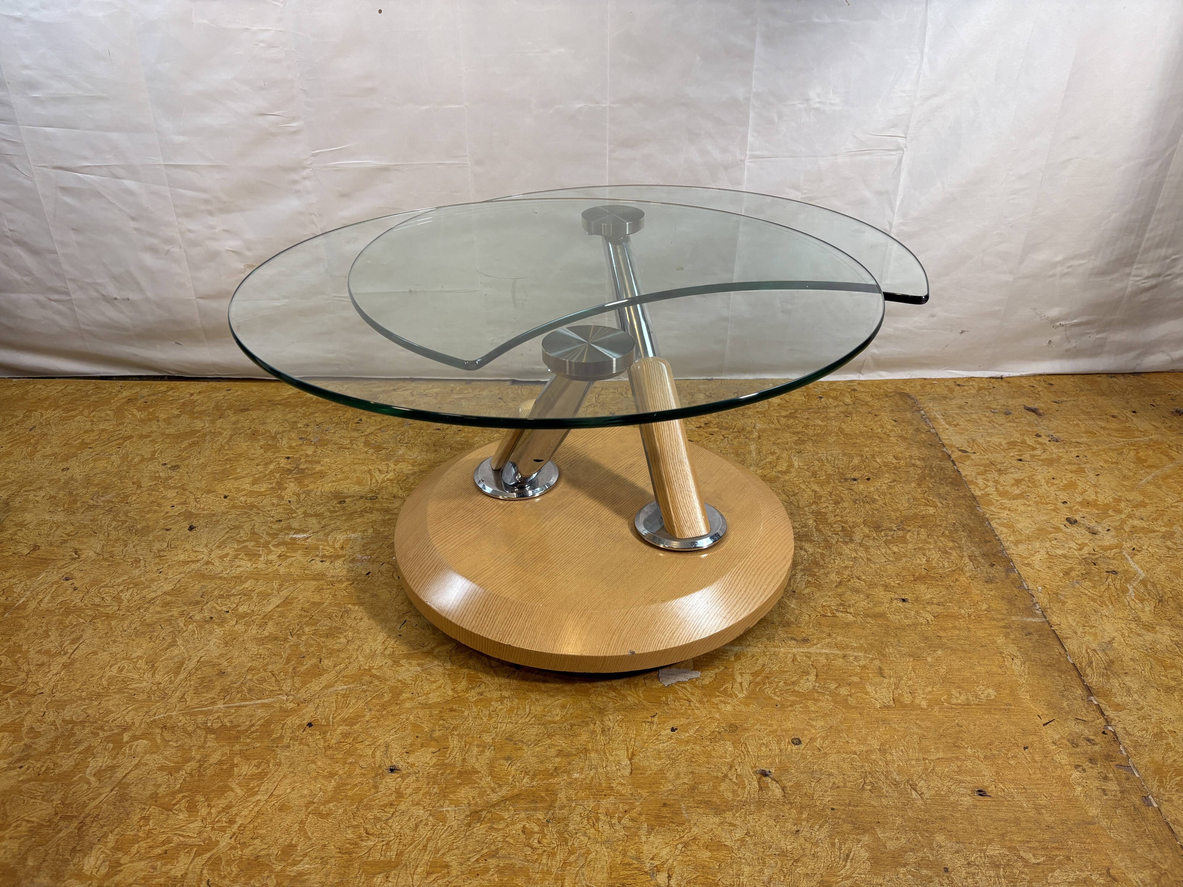 Vintage Tokyo Twist Swivel Coffee Table – Extendable Glass Top Stylish