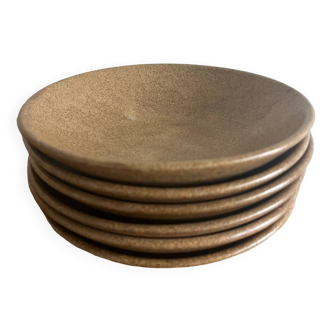 6 vintage stoneware soup plates