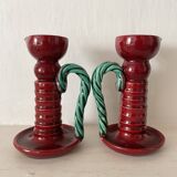 1950s earthenware candlesticks