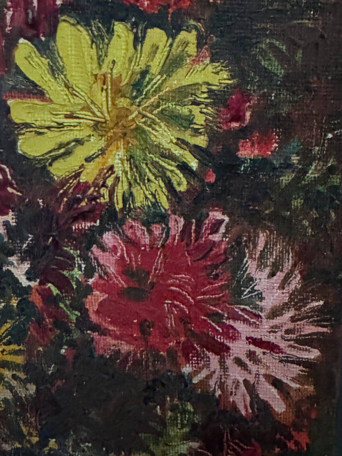 Oil on cardboard by J.-P. Ducos still life 1960 bouquet of flowers