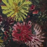 Oil on cardboard by J.-P. Ducos still life 1960 bouquet of flowers