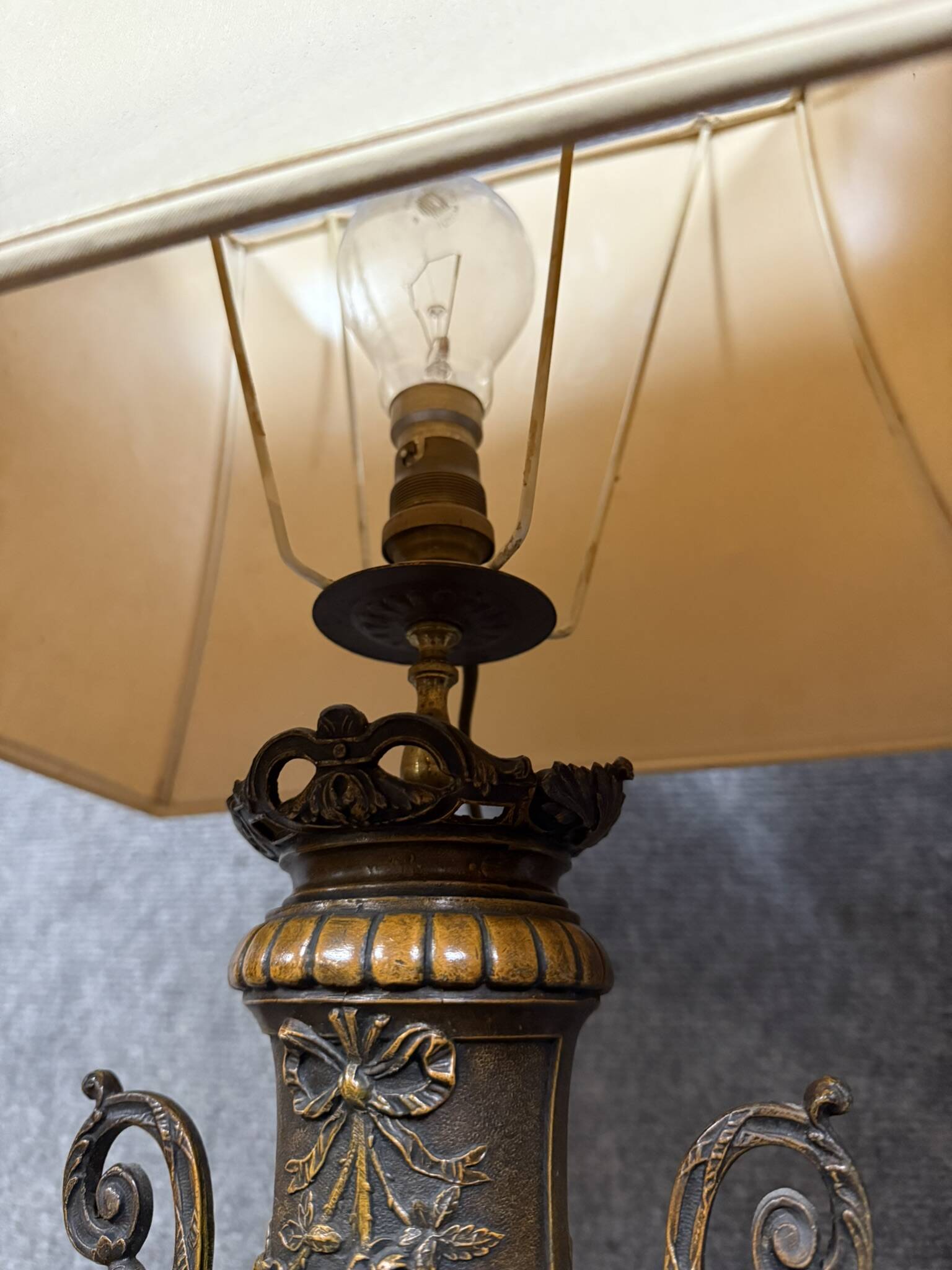 Pair of Napoleon III period lamps in patinated spelter, circa 1880
