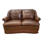 Chesterfield leather sofa with fringes