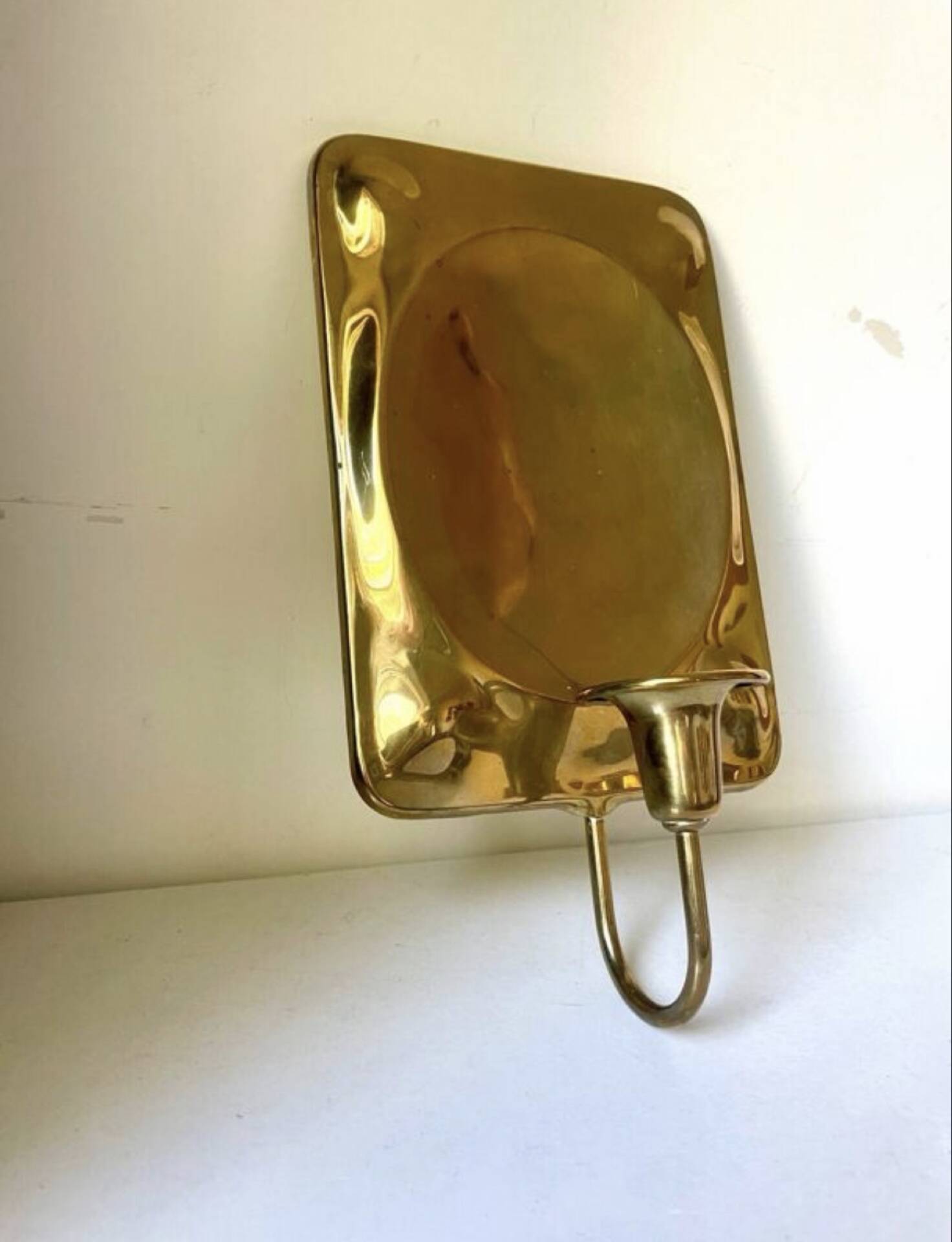 Vintage Scandinavian Brass Wall Candle holder Sconce height 28 cm