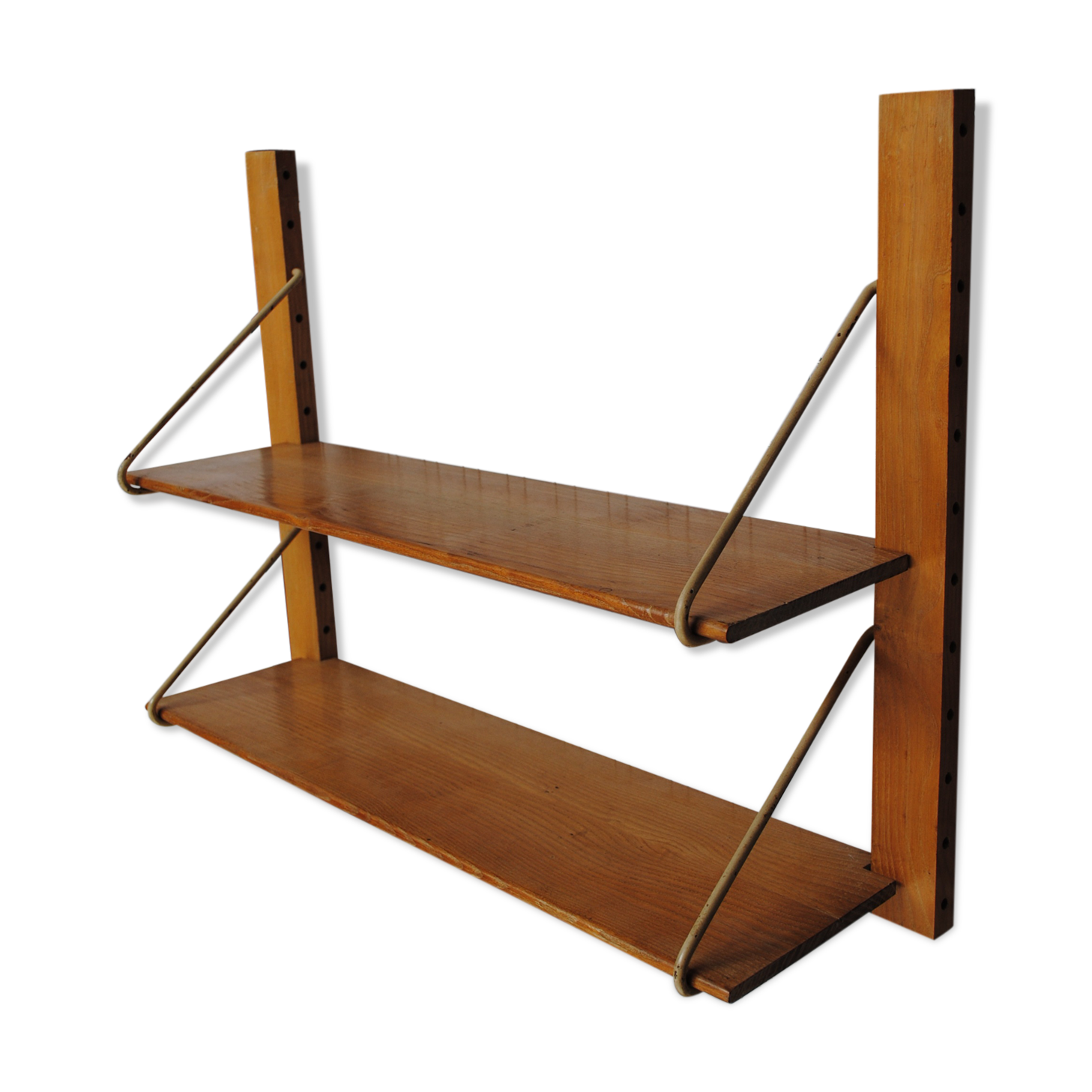 Wooden and metal wall shelf