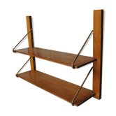 Wooden and metal wall shelf