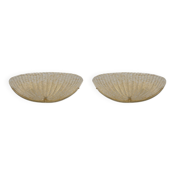 Pair of Mid Century Modern Murano Glass Shell Sconces