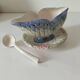 Faianças Germano Portugal floral slip sauceboat with spoon
