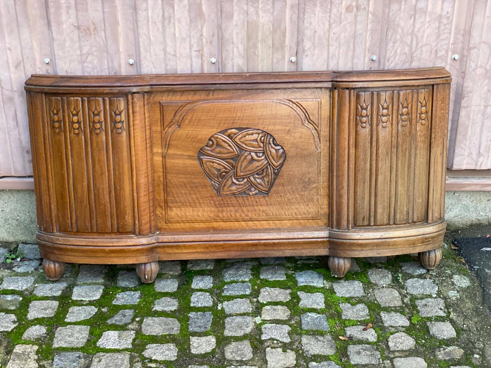 Art Deco bed leg in solid oak, 1960, 136cm