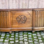 Pied de lit art déco en chêne massif 1960 136cm