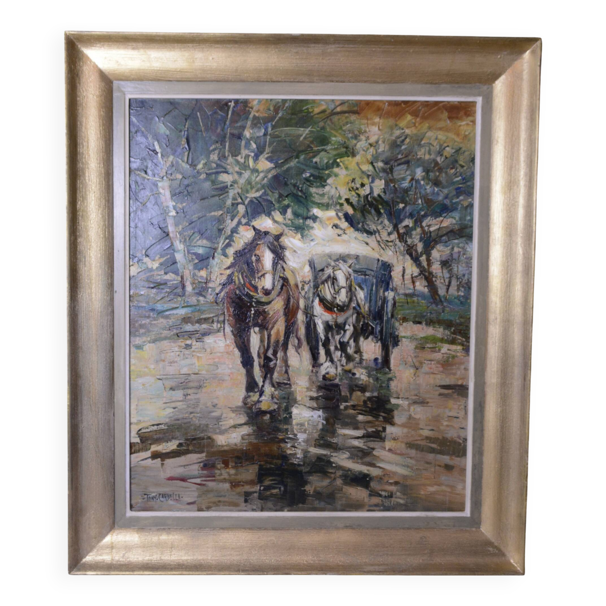 Corsican horses - Oil on canvas - Tony Cardella (1898 - 1976).