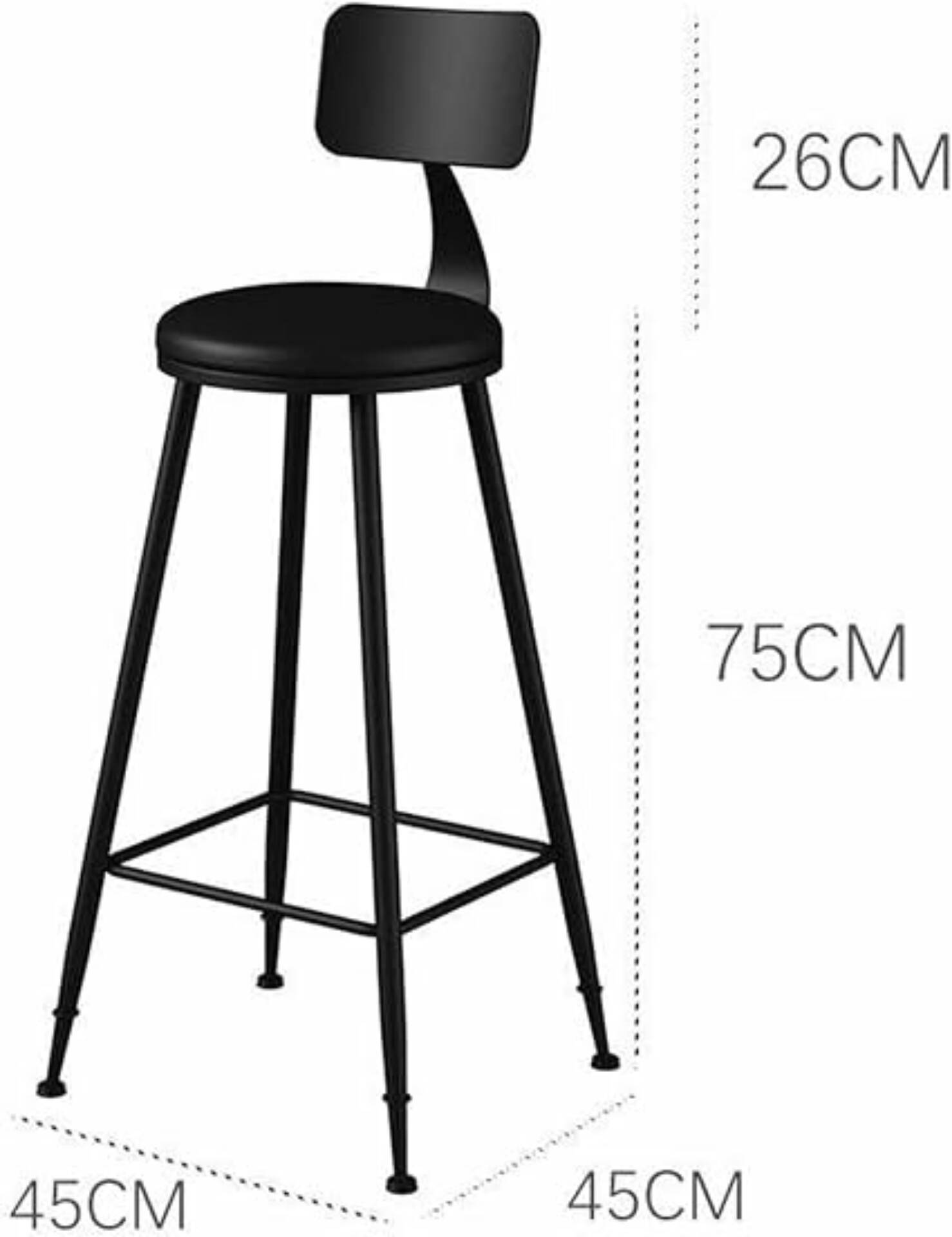 Pair of black bar stools in industrial and contemporary style.