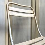 Beige wooden and metal folding chair