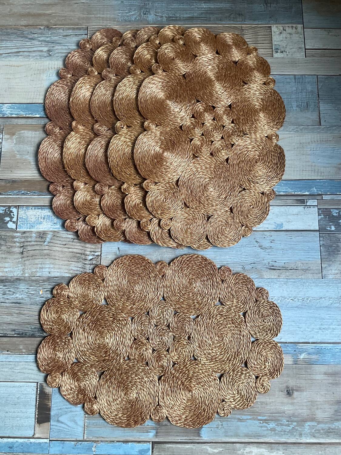 Series of 6 vintage woven placemats