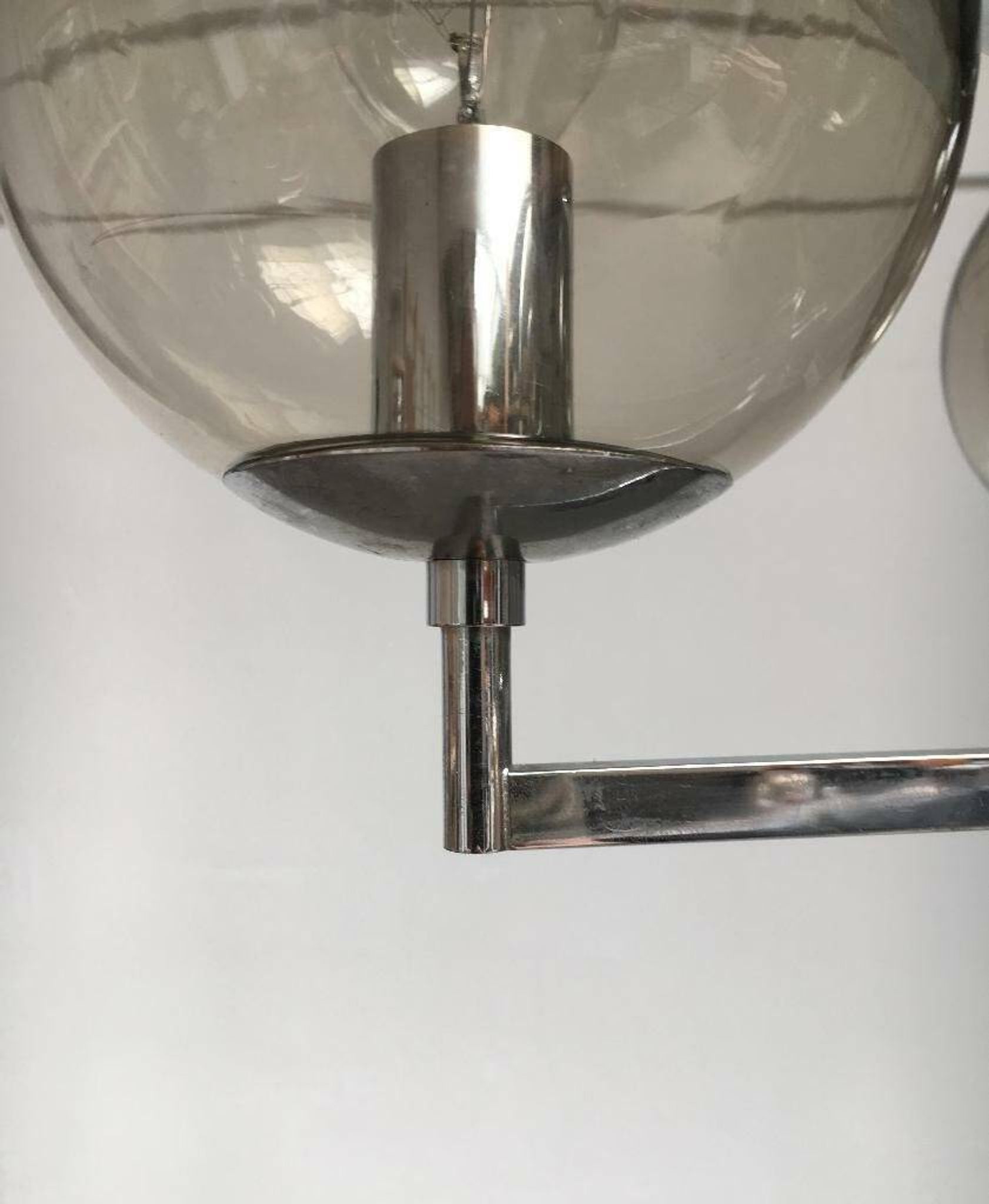Chrome and glass floor lamp in mid-century German space style by Hustadt Leuchten, 1960s.