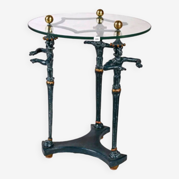 Superb antique pedestal table in patinated wrought iron
