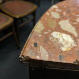 Demi-Lune commode in Louis XVI style with two drawers and veneer.