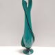 Teal Encased and Hand-Blown Murano Glass Flower Vase, Italy