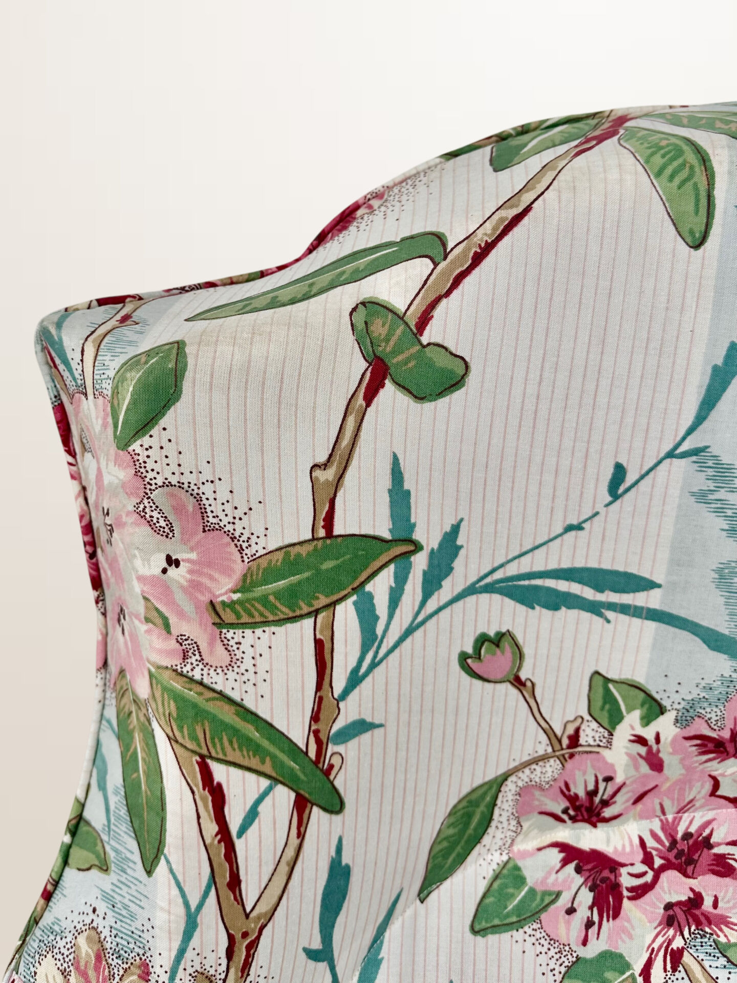 Napoleon III period armchair, floral fabric with cushion.
