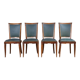 Art Deco set of four Jaguar green wooden and leatherette chairs, circa 1950